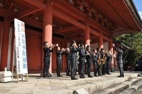 吹奏楽部が京都市消防局放火防止パレードおよび防火コンサートにて演奏